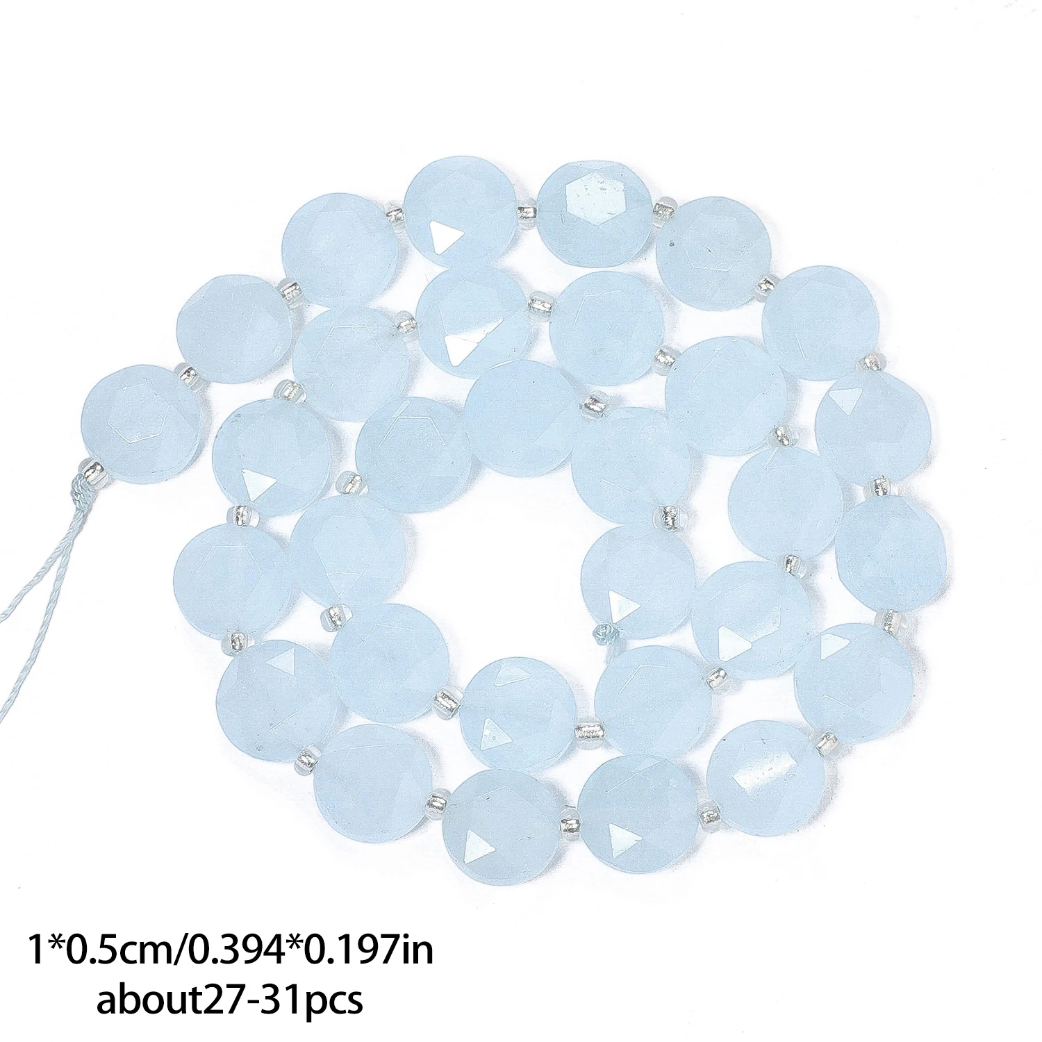 10x5mm AAA 면처리된 코인 천연석 블루 아쿠아마린 비즈 론델 스페이서 비즈 쥬얼리 제작 DIY 참 장식 팔찌 15인치