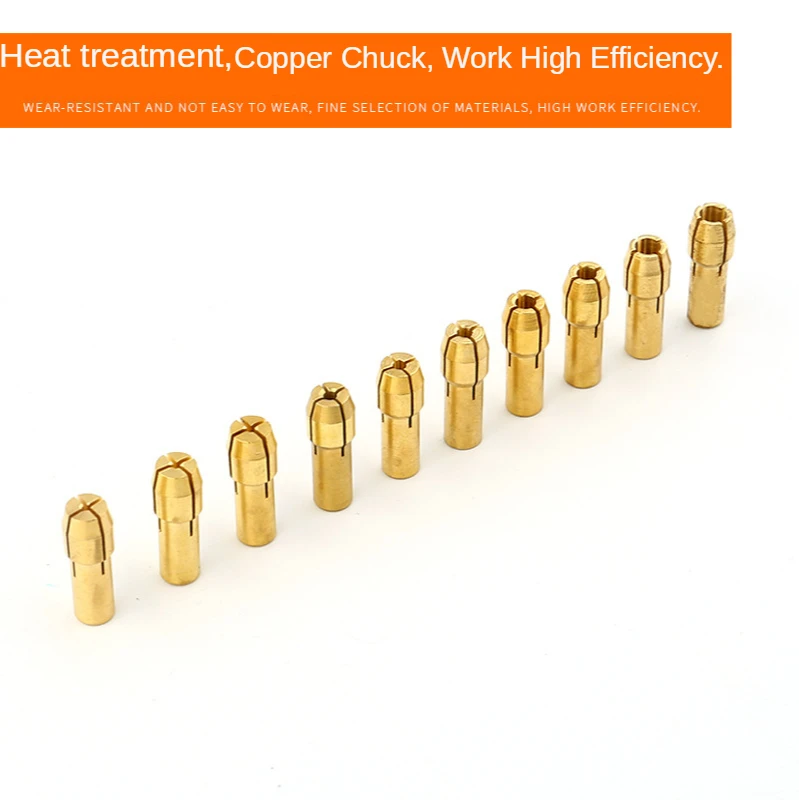 10 Pieces of Electric Tool Mini Drill Brass Chuck Suitable for Rotating Tool Accessories Machine Polishing Engraving Machine