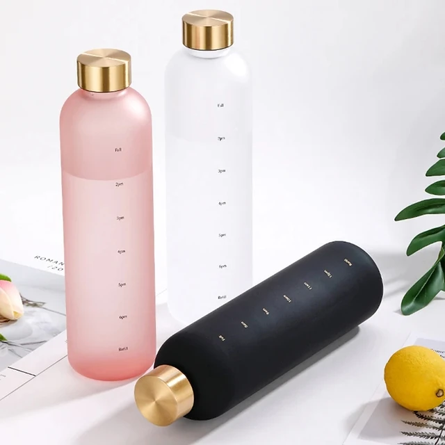 1 Liters Water Bottle Motivational Drinking Bottle Sports Water Bottles With Time Marker Stickers Portable Reusable Plastic Cups 6