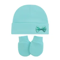 New Born Baby Hat Birth Hat Baby Beanie Toddler Hat Glove Set Newborn Accessories 4