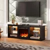 Fireplace TV Stand, Fireplace TV Console with LED Lights,Modern TV Stand for Living Room, Entertainment Console with Glass 1