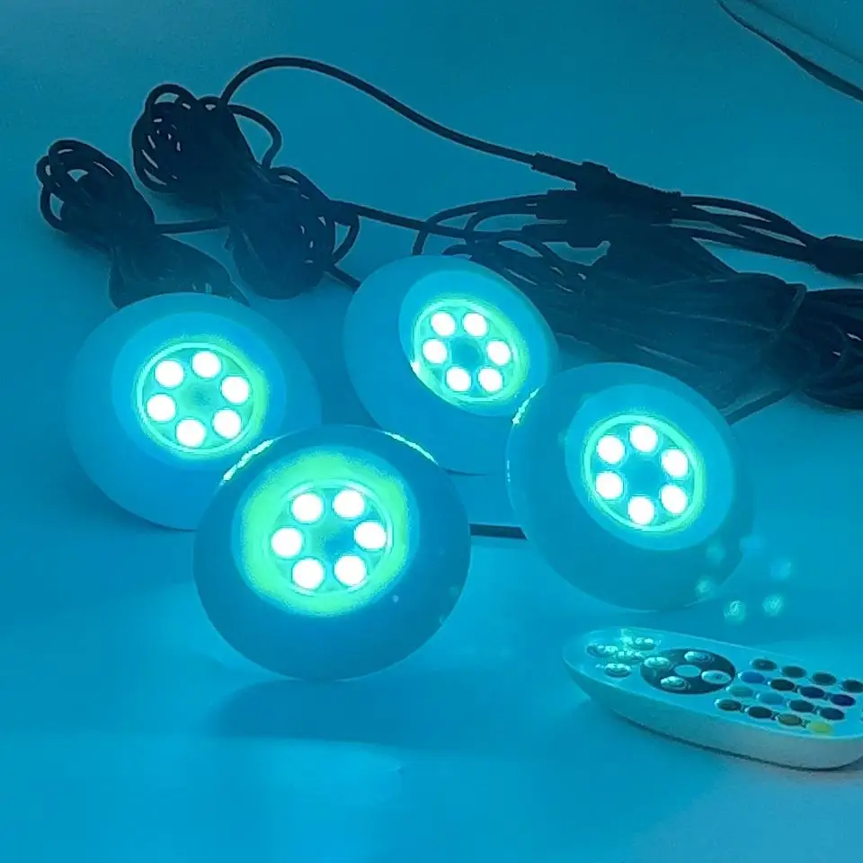 Pool Light with EU/US Plug IP68 Waterproof Small Size White Round 95mm 3/6/10W Underwater RGB Multicolor Swimming Bath Spa Lamp boat accessories marine drain plug light daylight white blue led garboard brass npt1 2 14 marine underwater light