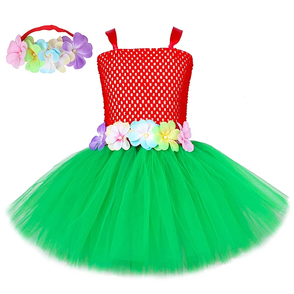 

Hawaiian Hula Dresses for Girls Kids Hawaii Lilo Tutu Dress Toddler Baby Girl Hula Show Costume Halloween Luau Dance Outfits