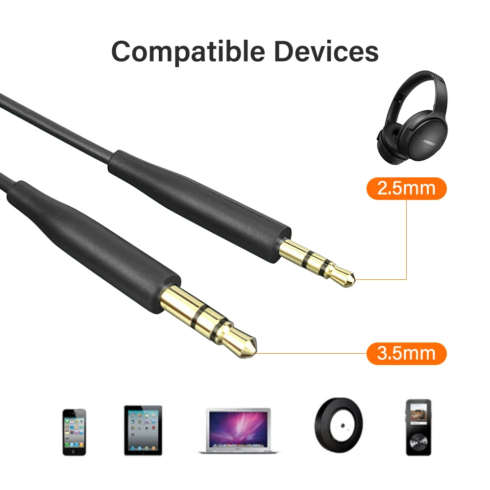 Premium 1.5m HIFI Audio Cable with 3.5mm to 2.5mm TRS Adapter AUX Jack
