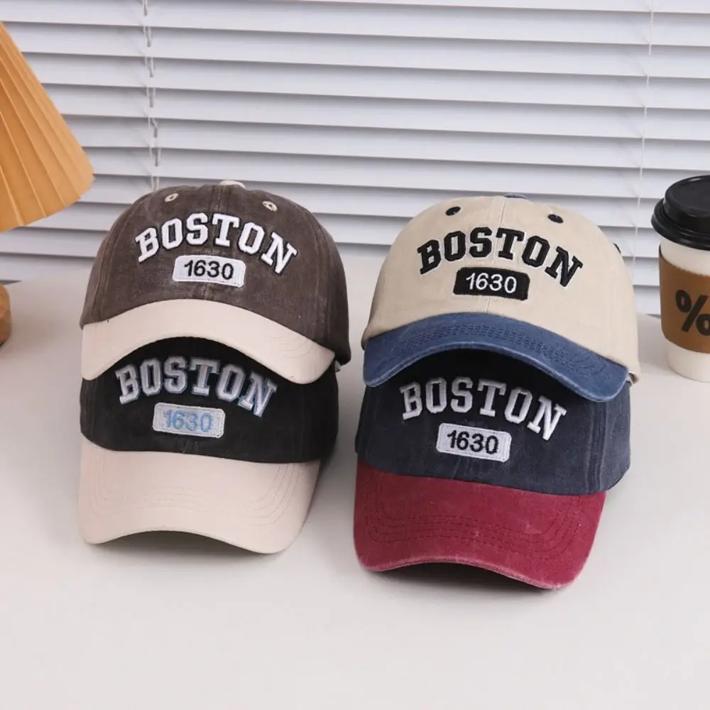 Fashion Patchwork Baby Baseball Hat Cotton Korean Style Letter Peaked Cap Sunscreen Visor Children's Sunhat Travel