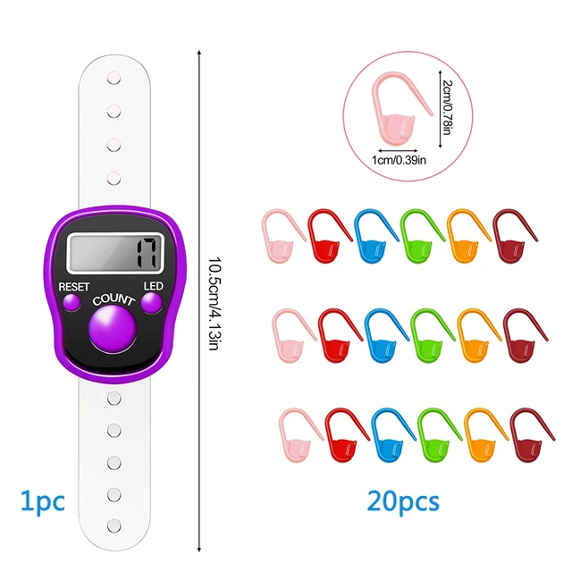 1PC Electronic Finger Digital Knit Counter with 20 Knitting