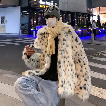 Cappotto di pelliccia da uomo imitazione pelliccia di volpe cappotto invernale addensato caldo street trend jacket 1