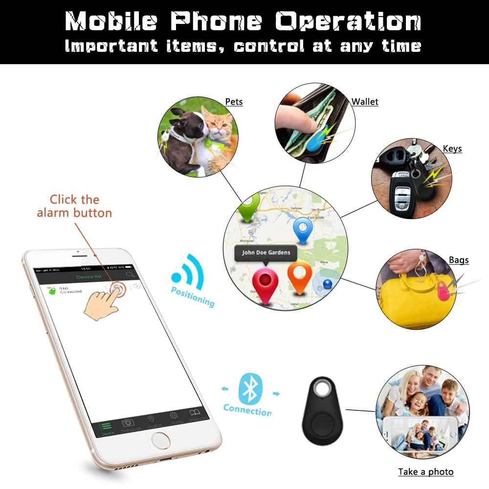 Pet Smart GPS Tracker Mini Anti-Lost Waterproof Bluetooth Locator Tracer For Pet Dog Cat Kids Car Wallet Key Collar Accessories