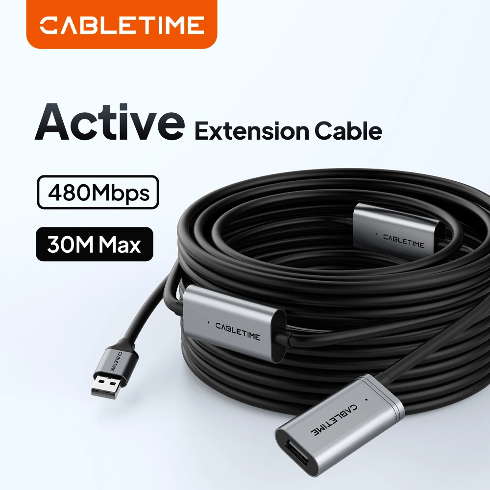 High-Speed USB 2.0 Active Extension Cable with External Power Supply