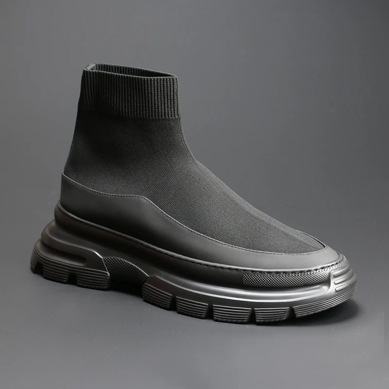 

Мужская обувь: толстая подошва, дышащая сетчатая женская обувь, Британская мода, высокие носки, мужская обувь