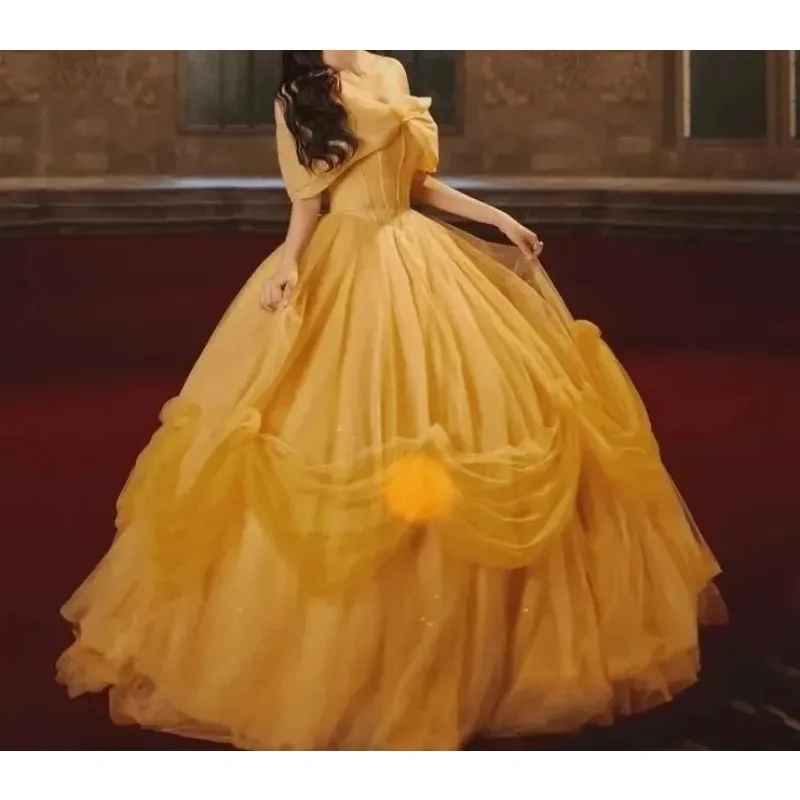 Jaune Princ Sle mariage Dr femmes nouveau 2025 haut de gamme luxe Belle fée forêt système longue robe de soirée