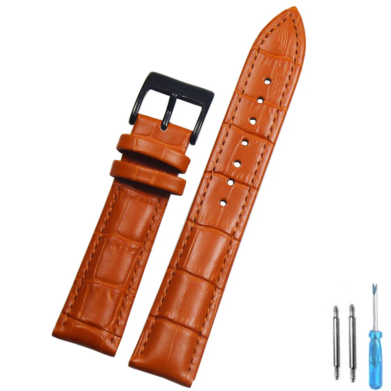 Premium Genuine Leather Watch Strap with Steel Buckle - Includes Tool