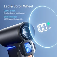 JISULIFE Portable Turbo Handheld Fan, 100 Winds Speeds Adjustable, 9000 mAh Rechargeable Battery, LED Display, Outdoor Camping 2