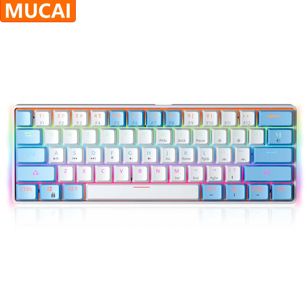 Механическая клавиатура MUCAI MK61, портативная 61-клавишная с RGB-подсветкой, проводная USB для офиса/игр