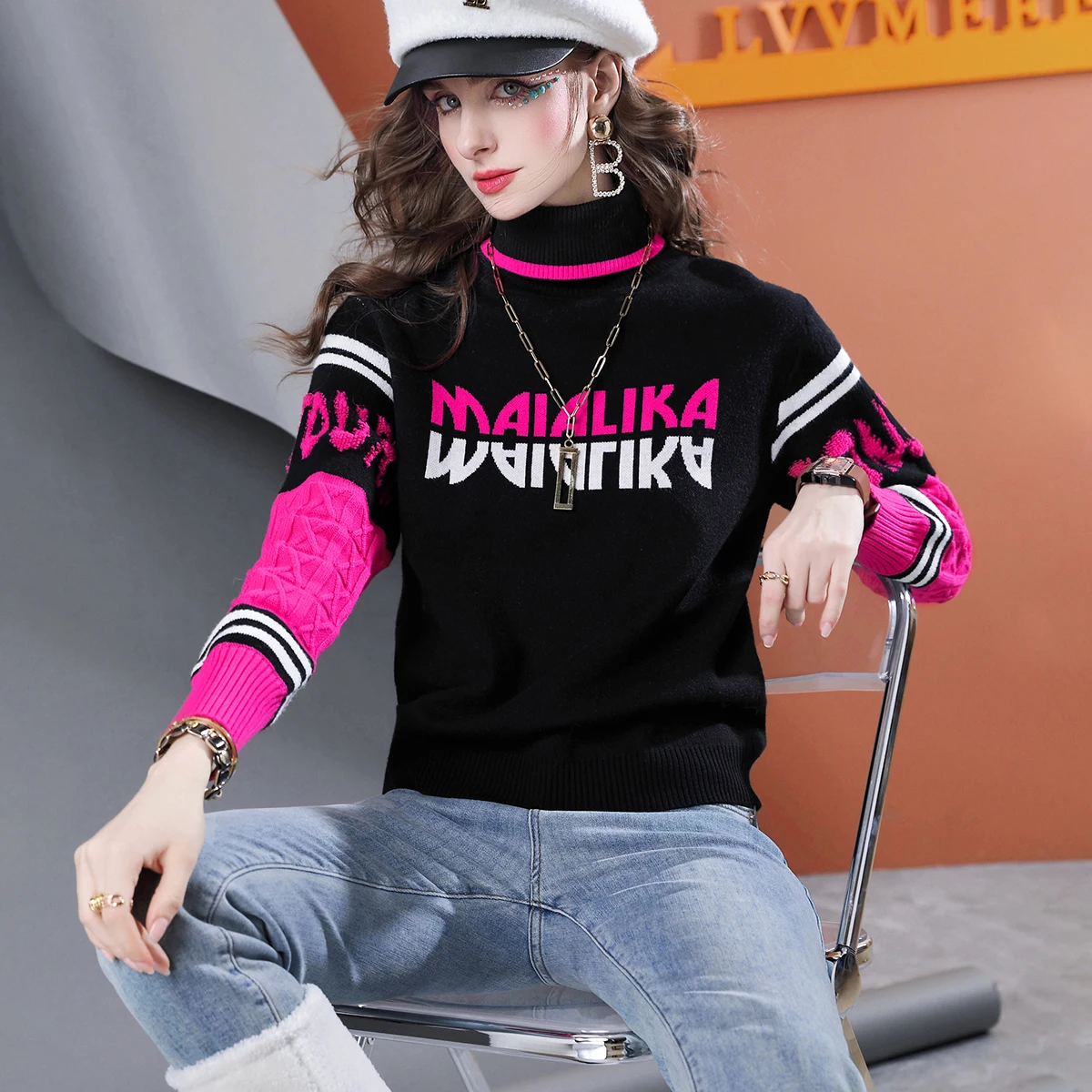

Autumn and winter women's turtleneck sweater warm knitted top for women Long Sleeve Pullover Woman Clothing