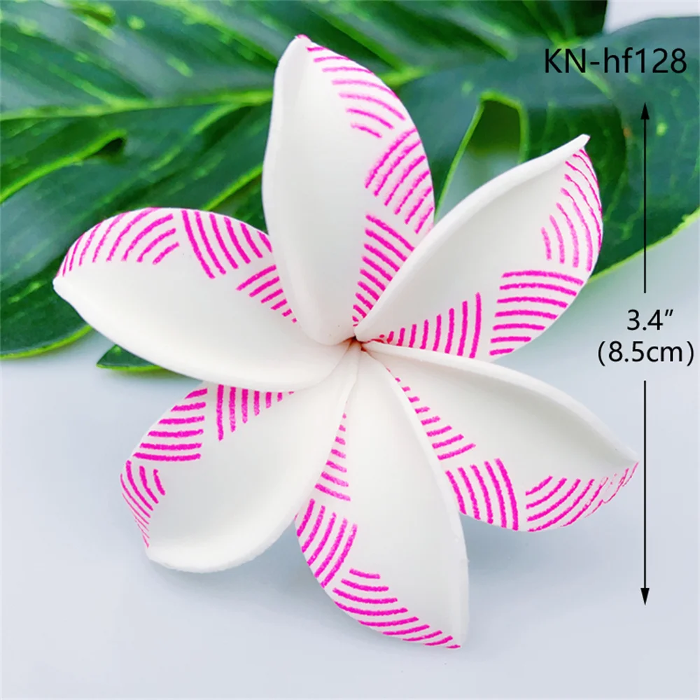 11PCS Tiare Foam Flower With Pearl Ear Flower Hairpick Tahitian Gardenia Pinwheel Tiare Hawaiian Hula Dance Flowers Real Touch