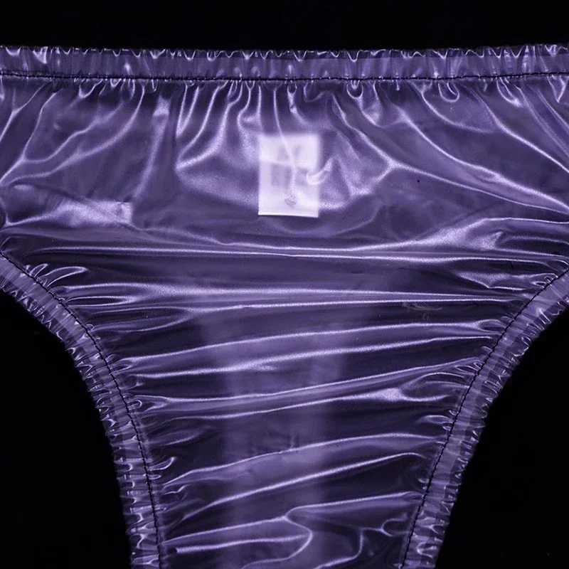 Extra large Transparent Men Sexy PVC Plastic Low Waist Thong G-Strings Soft Silent Women Couples Erotic Briefs Waterproof Pantie