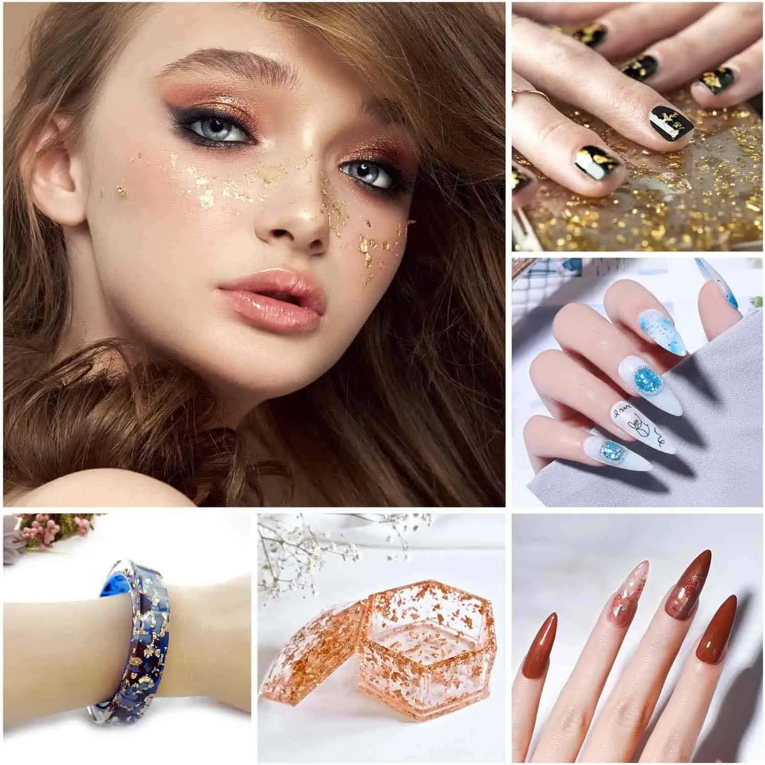 Flocons De Feuille D'or, Décoration D'ongles En Argent, Art Des Ongles