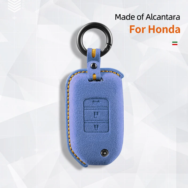 

For Honda Civic Accord City CRV Jazz XRV Vezel HRV Suede Alcantara Car Key Case Cover Shell Keychain Protector Styling