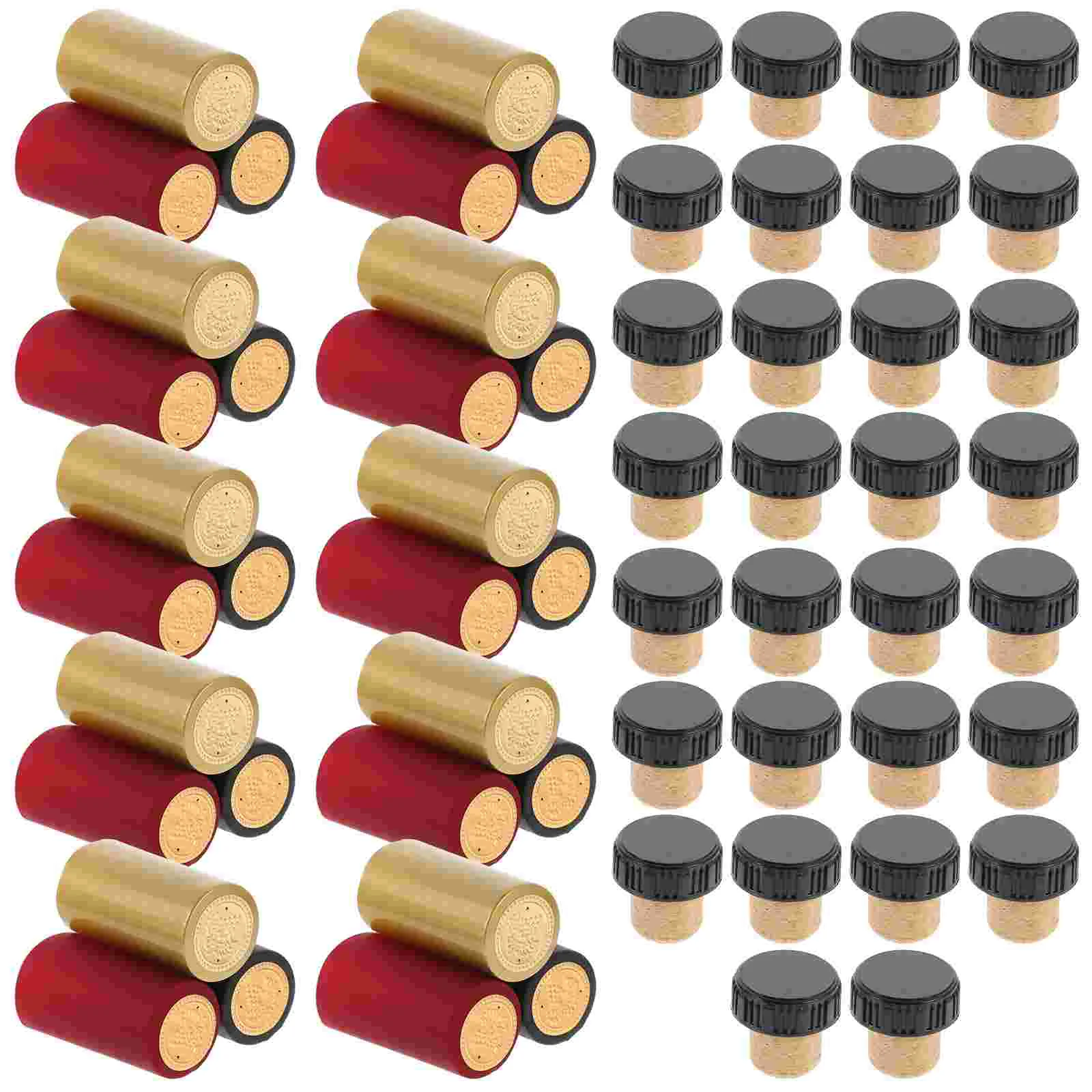 

1 Set Bottle Sealers Red Bottle Wood Stoppers Corks And Heat Shrink Film Covers