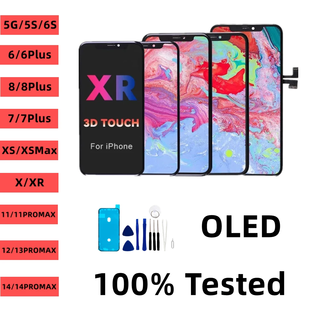 Display Lcd Per Iphone 6 6S 7 8 Plus Sostituzione Touch Screen Per Iphone 7G 7P 8G 8 Plus X Xs No Dead Pixel + Vetro Temperato