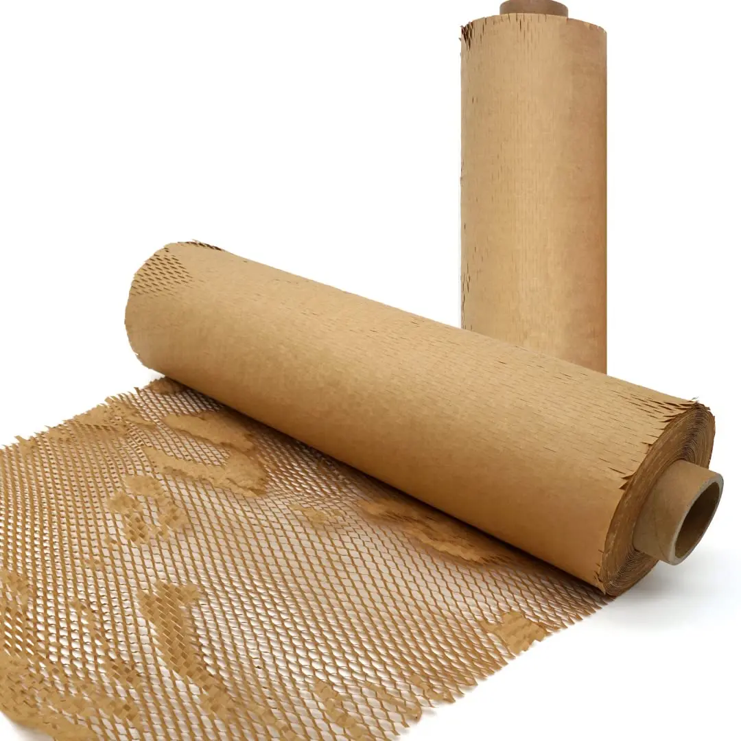 Papel de embalaje Rollo de papel de envoltura de panal de abeja 15x98'  Papel de embalaje ecológico Kraft para embalaje en movimiento de regalo
