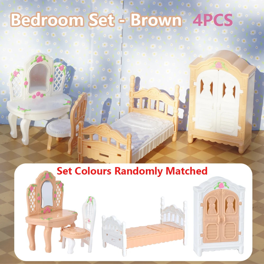 24-Piece Brown Miniature Dollhouse Furniture Set - Charming Kitchen Accessories
