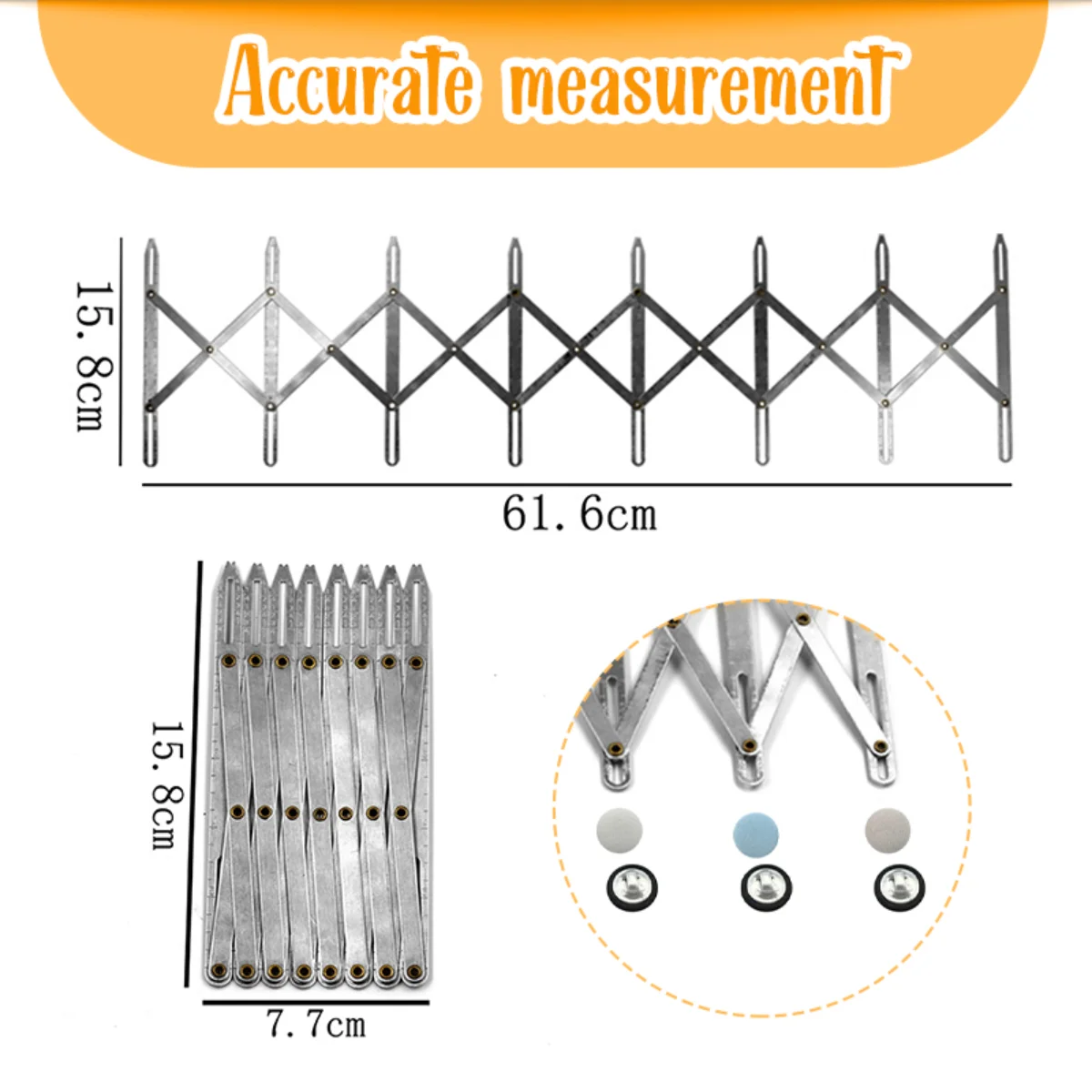 1pc Aluminum Buttonhole Spacer, Silver Color With Scale For Button Sewing  Tool