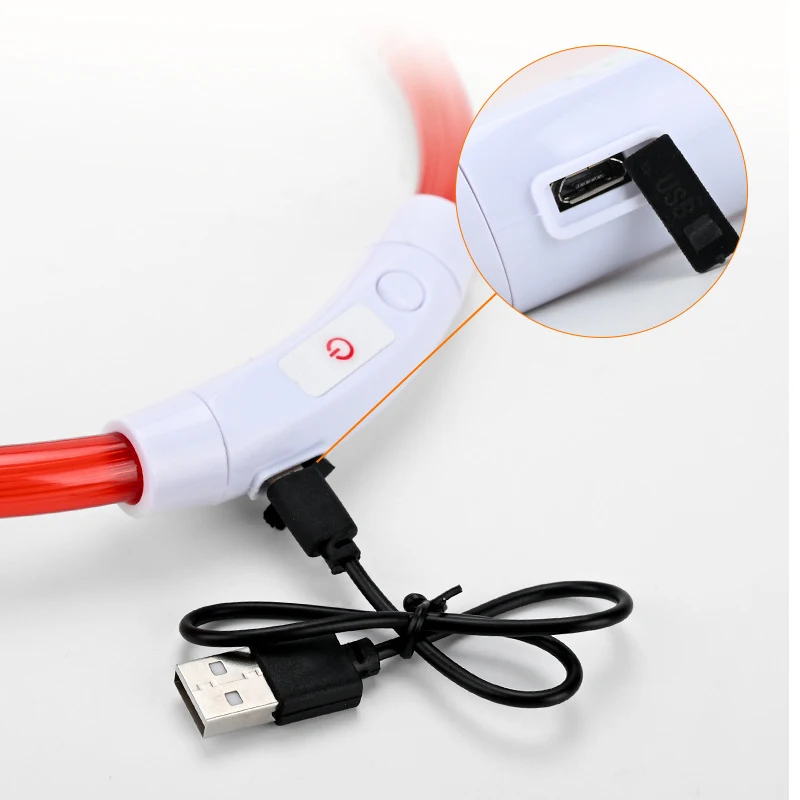 LED Dog Collar Luminous USB Rechargeable Pet Dog Collar 3 Modes Led Light Glowing Loss Prevention Anti-Lost Dog Necklace Collars view 6