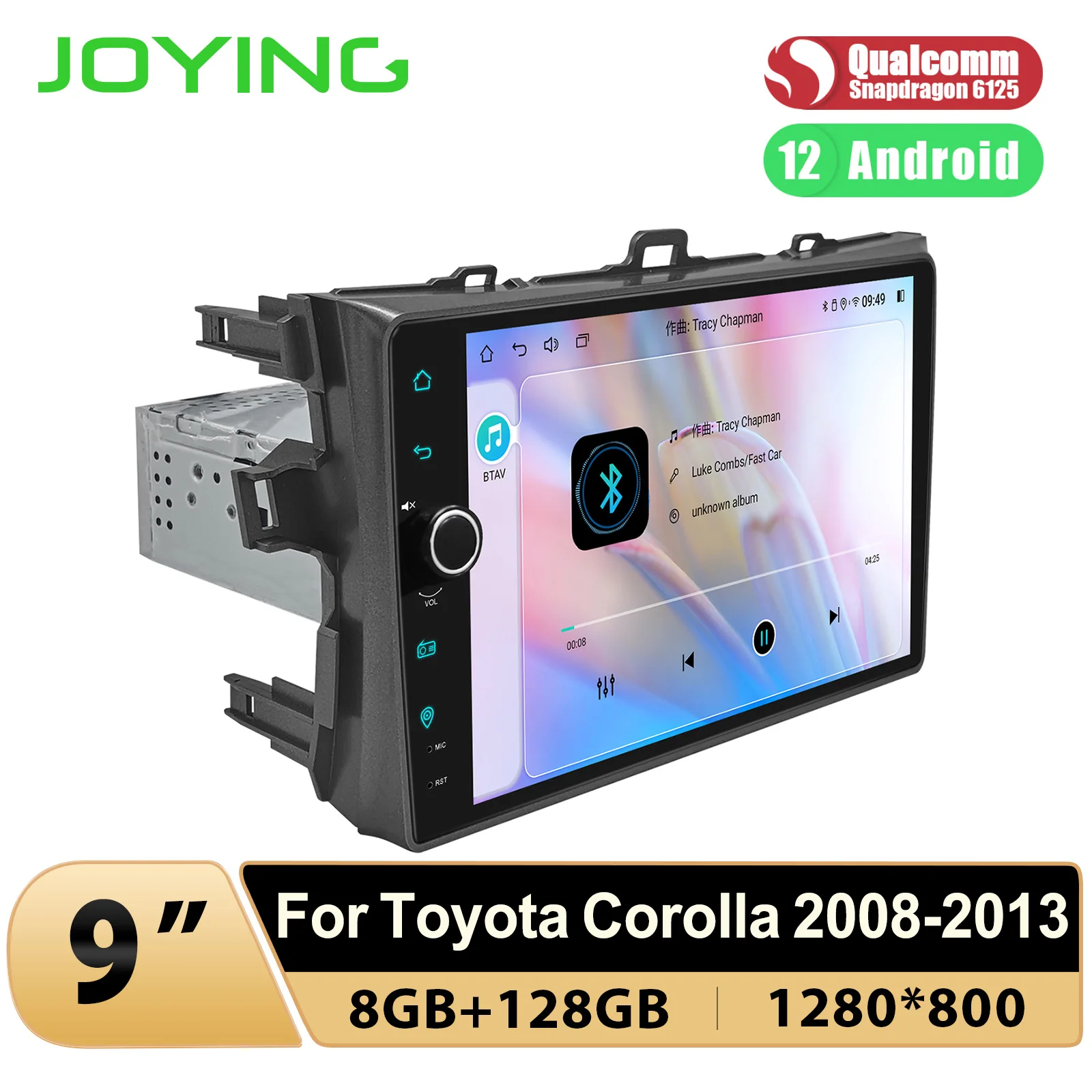 JOYING Android 12 Car Music System Radio Stereo GPS Upgrade With 9 Inch Screen For Toyota Corolla 2008-2013 Support JBL Carplay