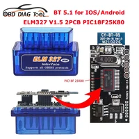 Super Mini ELM327 V1.5 Bluetooth V5.1 OBD2 Code Reader Double PCB PIC18F25K80 ELM 327 1.5 BT Car Scanner Tool For IOS/Android 1