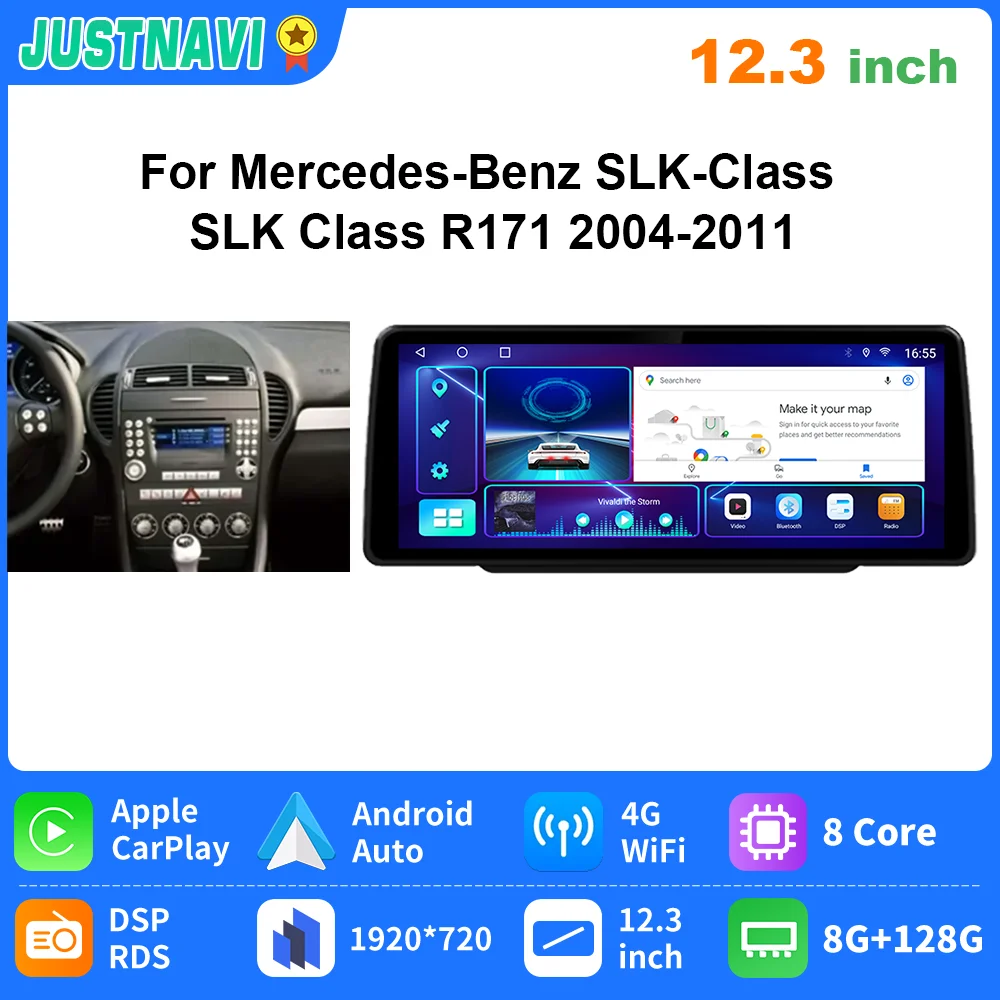 

JUSTNAVI for Mercedes-Benz SLK-Class SLK Class R171 2004-2011 Car Radio Multimedia Stereo Player DSP Navigation Wireless Carplay