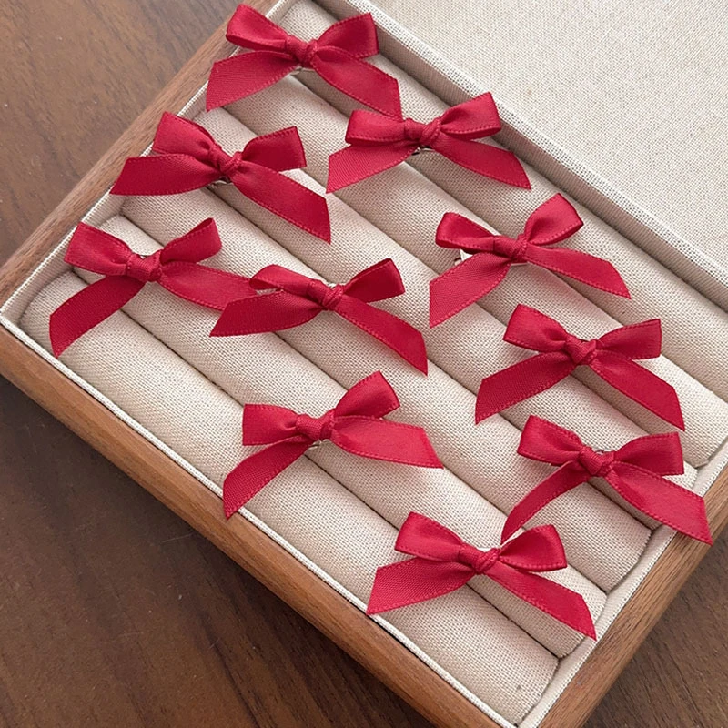 Set of 10 Ballet-Style Mini Bowknot Hair Clips - Sweet Ribbon Bow Hairpins in Pink, White, and Red