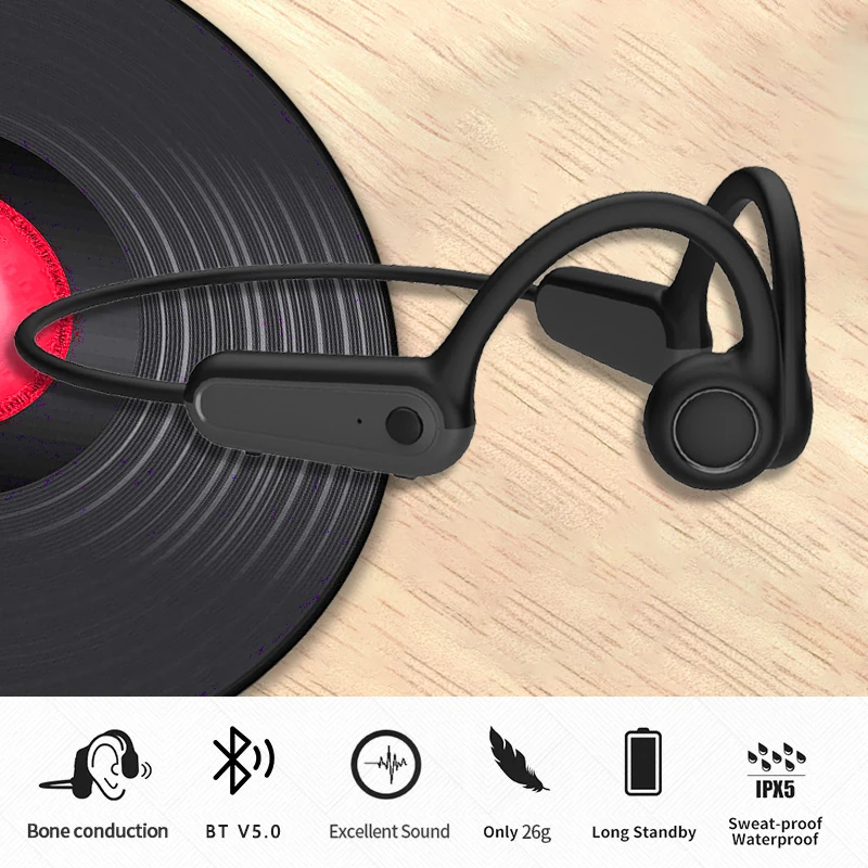 Беспроводные спортивные наушники AIKSWE с костной проводимостью, гарнитура с Bluetooth, гарнитура Hands-free с микрофоном для бега