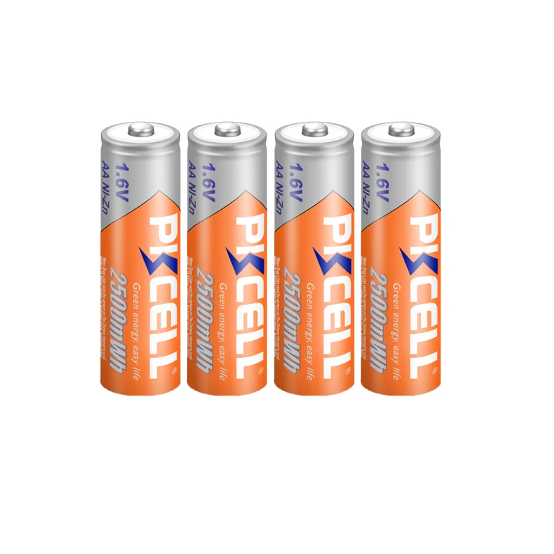 Rechargeable Nickel Zinc Batteries 4PC PKCELL 2500mWh 1.6V Ni-Zn AA Rechargeable Batteries 2A AA NIZN Battery camera toys batteries With 1PC Battery Holder Box