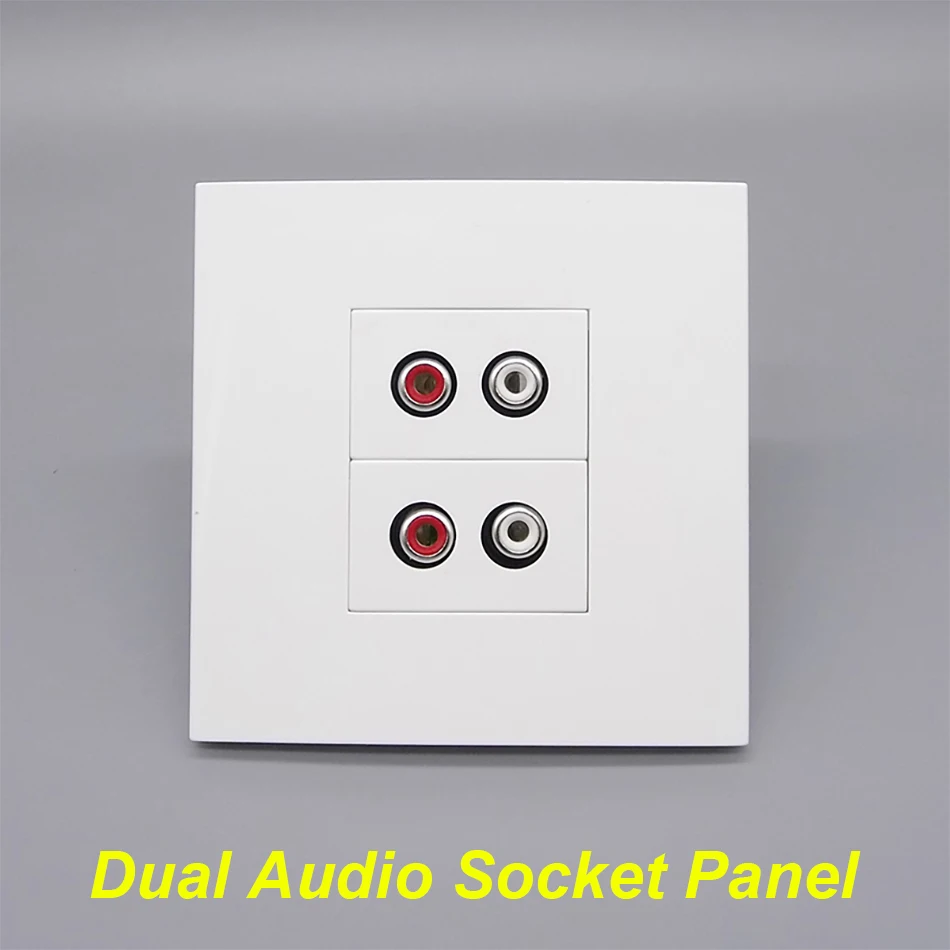 PA System Standard 86 Two Ports Red&White Audio Panel Socket Keystone Faceplate Lotus Multimedia AV Socket Audio Plug Face Plate