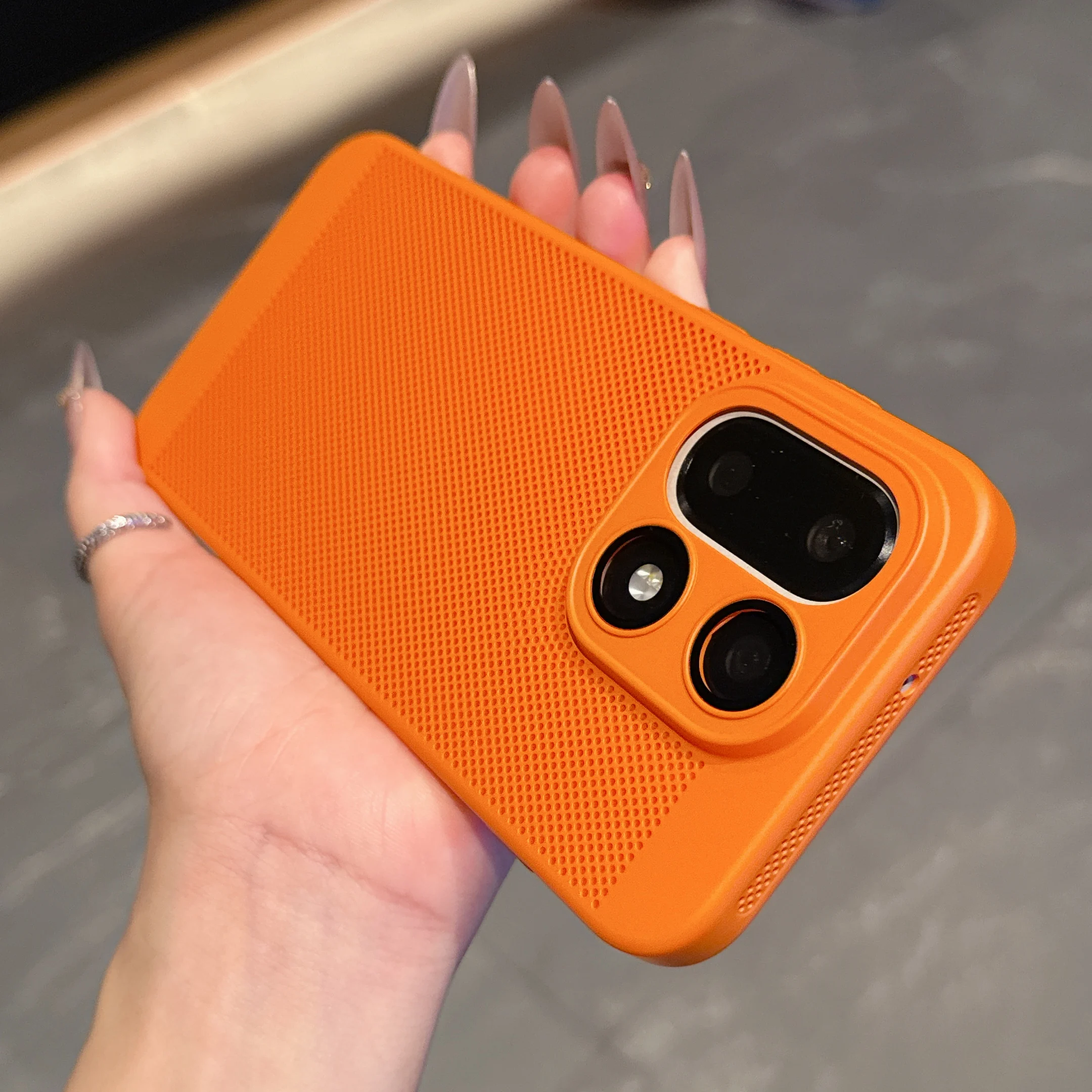 Breathable Heat Dissipation Phone Case with Glass Lens Protection and Cooling Mesh Cover