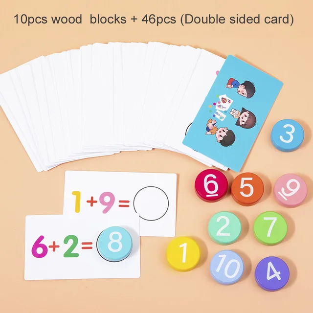 Children's Wooden Number Board Cognitive Matching Addition Subtraction Operation Montessori Logical Thinking Training Math Toys 4
