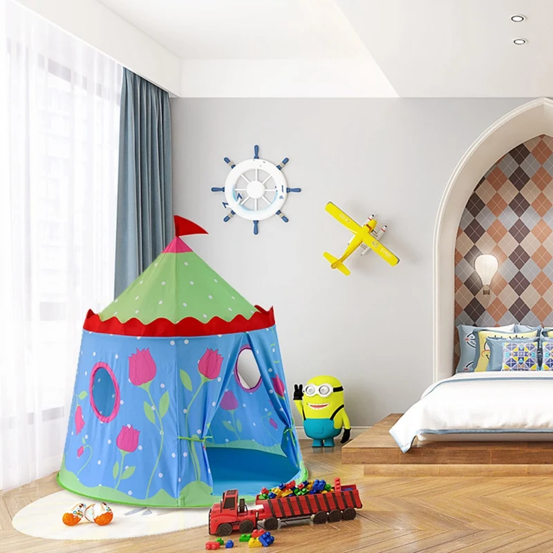 Kids Tent House Portable Princess Castle Present Hang Flag Children Teepee Tent Play Tent For Baby Birthday Gifts 4