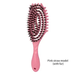 Curly Hair Styling & Definition Brush with Boar Bristles (Pink - TYWenXiangCCShu)