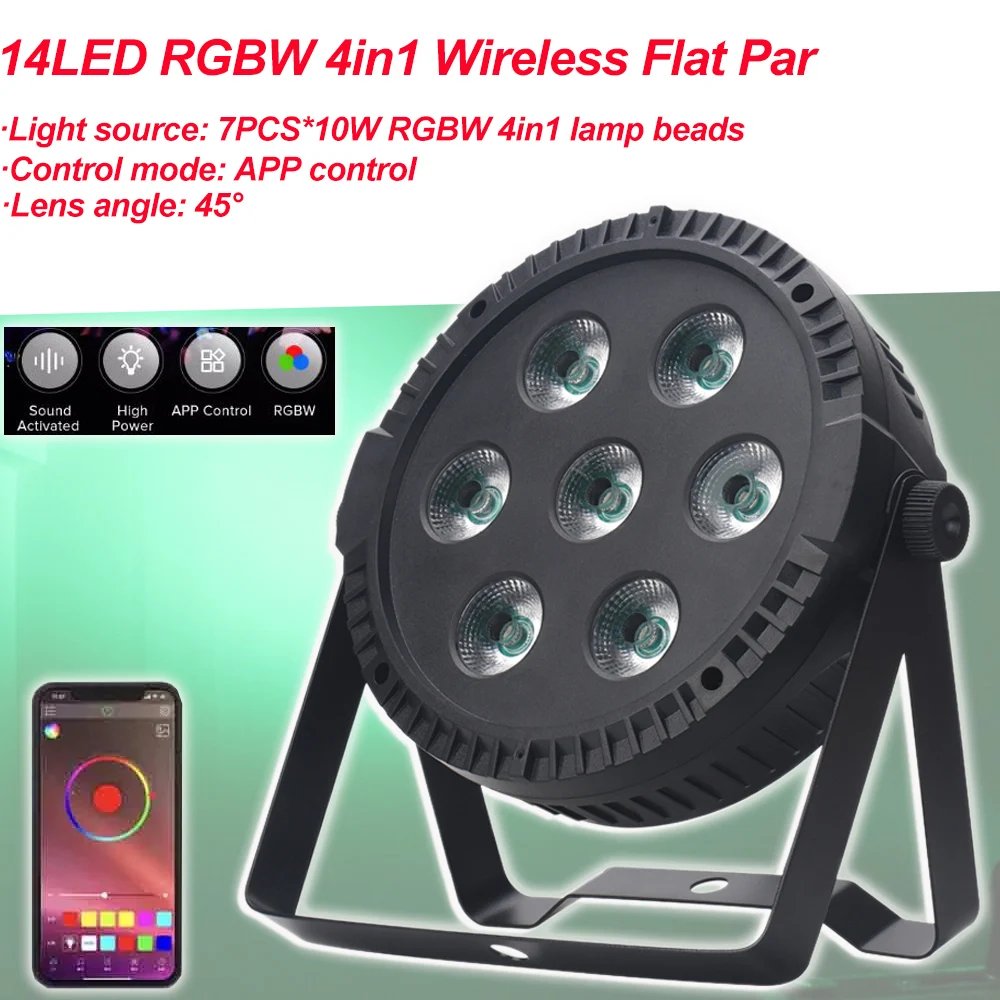 

Par Light 7LED RGBW 4in1 Stage Lights Colour Mixing For Party Disco Show With App Control DJ Equipment Stage Lights Effect LED