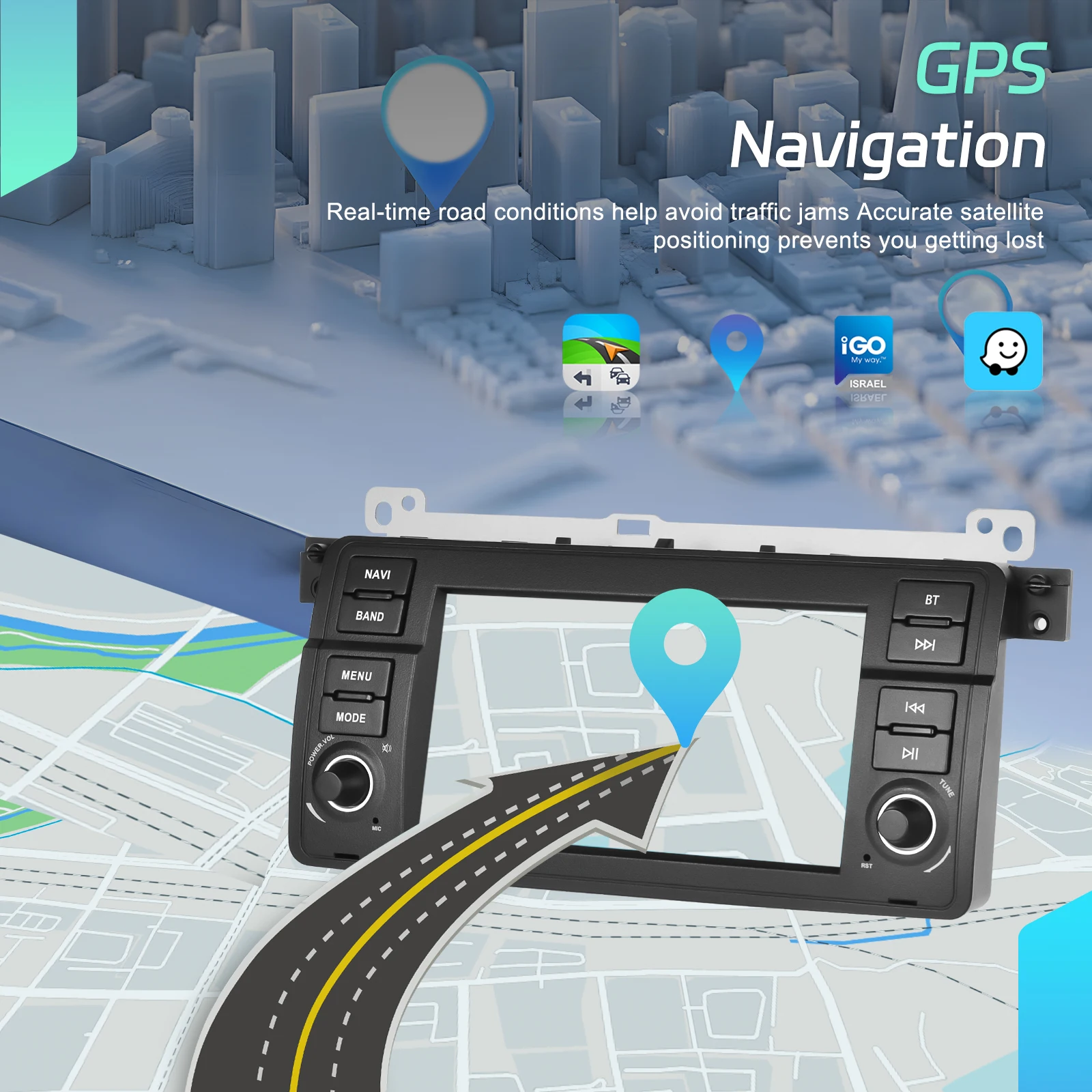 Radio para coche Podofo de 7 pulgadas con sistema Android para BMW 3 E46 1998-2005, sistema inteligente para coche, navegación GPS 2din, WiFi, CarPlay, Android Auto, BT, FM, reproductor multimedia para automóvil, sistema inteligente para coche, unidad principal 3