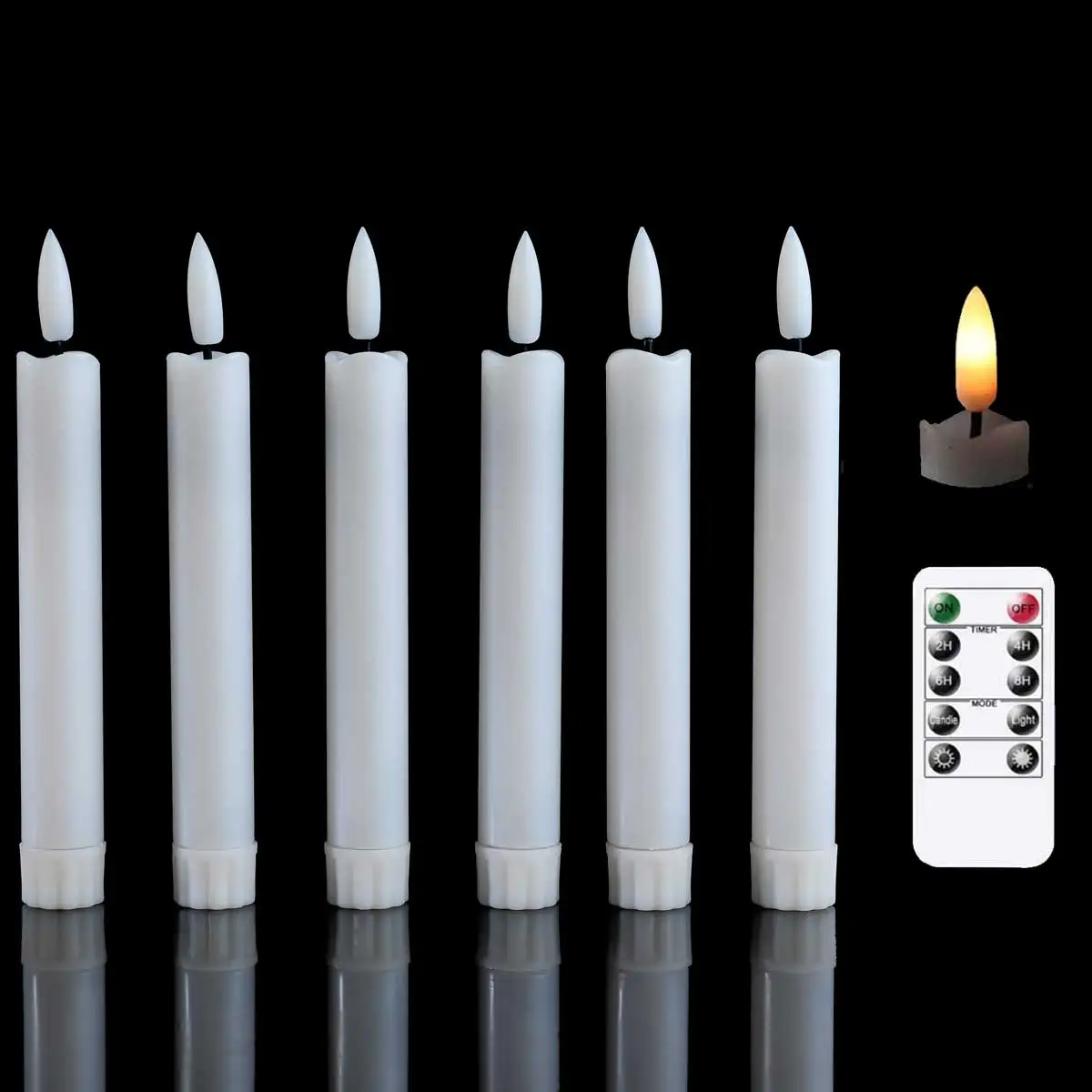 7-or-6-5-Inch-Remote-control-Flameless-LED-Decorative-LED-Candle-Light-Timer-Battery-Operated.jpg 7 Vagy 6,5 Hüvelykes Távirányító Láng Nélküli Led -Es Dekoratív Gyertyafény, Időzítő Akkumulátorral Működtetett Hamis Elektromos Kúpos Gyertyák - Image 4