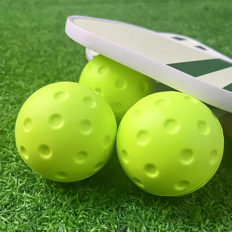 Pickleball Balls 3 Pack Quiet Foam Pickleballs for Indoor or Outdoor Practice with Exact Real Ball Bounce Green & Yellow Color