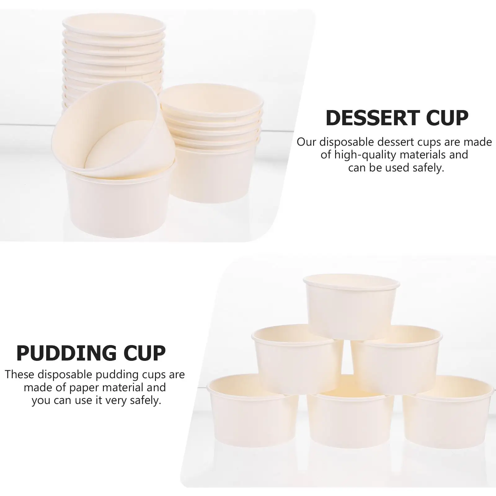 100 Pcs Cup Disposable Ice Cream Cake Cups Jelly Dessert Container White Mousse