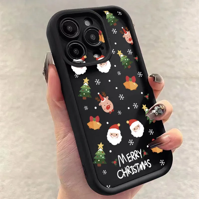 Festive Santa Elk Soft Silicone Shockproof Phone Case - Christmas Edition
