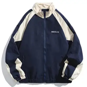 Hip Hop Varsity Jacket Men High Street Patchwork Color Block Windbreaker Coats Women Spring Autumn Thin Fashion College Jackets 1