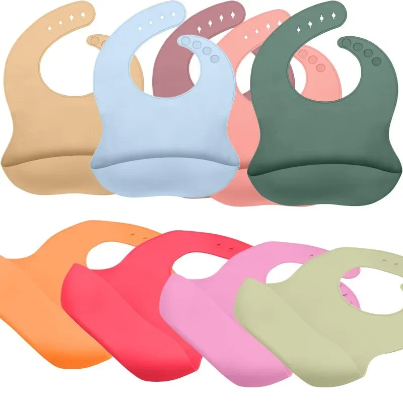 

New Simple Baby Silicone Food Bib Easy To Clean Baby Saliva Pocket Children's Complementary Food Rice Pocket