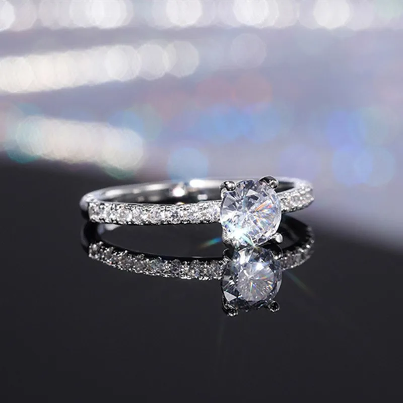 Wedding Rings Engagement Rings 6mm Round Cut CZ Solitaire Ring For Women Size 5-11