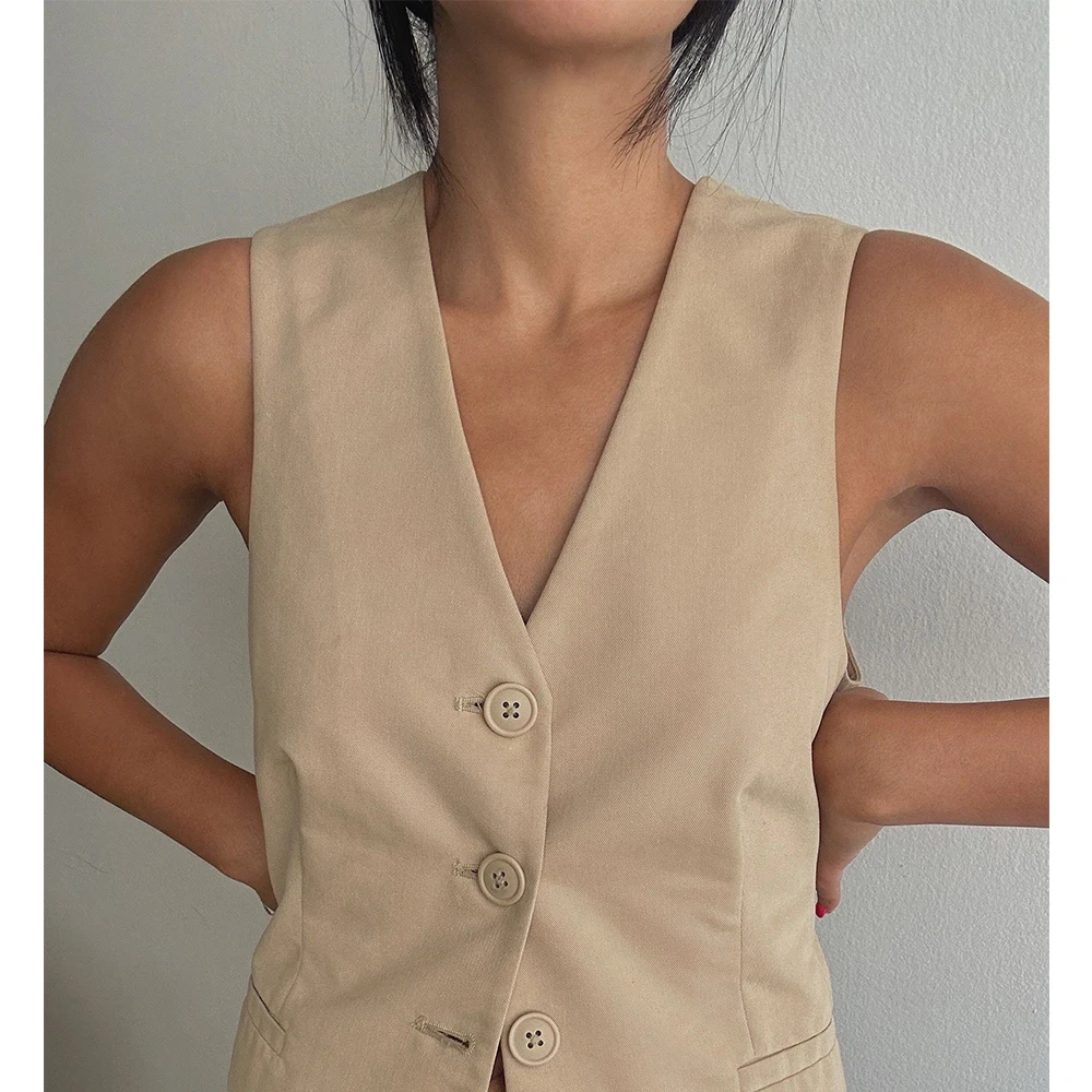 Women's Vest Waistcoat Clothes for Women Loose Summer Single Breasted Casual V-Neck Sleeveless Jacket Coats Jackets Clothi